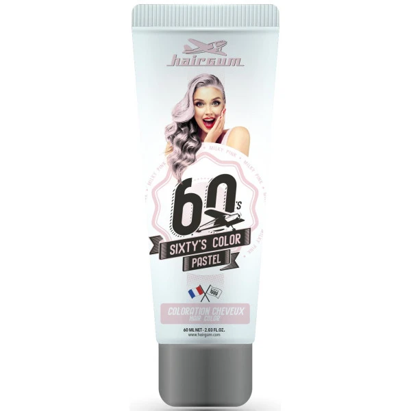 Coloration Crème Semi-permanente Sixty's Color - Rose Pastel HAIRGUM 60ML 1 Coloration Crème Semi-permanente Sixty's Color - Rose Pastel HAIRGUM 60ML