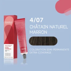 Coloration Semi-permanente Extra Coverage 4/07 Châtain Naturel Marron Kadus 60ML -Hair Pro Promos Magasin coloration semi permanente extra coverage 407 chatain naturel marron kadus 60ml 2