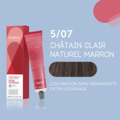 Coloration Semi-permanente Extra Coverage 5/07 Châtain Clair Naturel Marron Kadus 60ML -Hair Pro Promos Magasin coloration semi permanente extra coverage 507 chatain clair naturel marron kadus 60ml 2