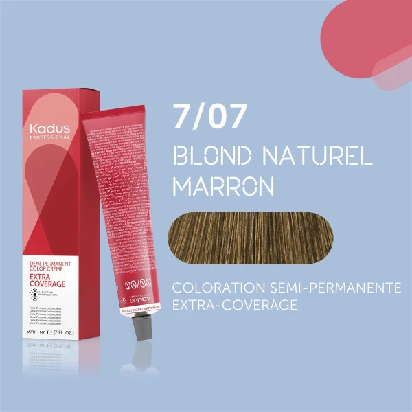 Coloration Semi-permanente Extra Coverage 7/07 Blond Naturel Marron Kadus 60ML 3 Coloration Semi-permanente Extra Coverage 7/07 Blond Naturel Marron Kadus 60ML – Image 3
