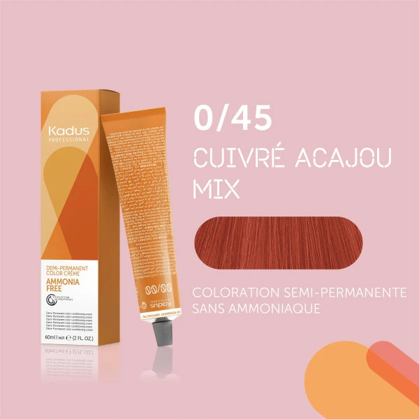 Coloration Semi-permanente Sans Ammoniaque 0/45 Cuivré Acajou Mix Kadus 60ML 3 Coloration Semi-permanente Sans Ammoniaque 0/45 Cuivré Acajou Mix Kadus 60ML – Image 3