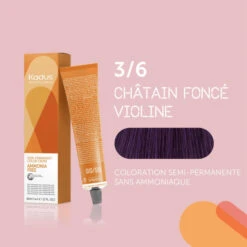 Coloration Semi-permanente Sans Ammoniaque 3/6 Châtain Foncé Violine Kadus 60ML -Hair Pro Promos Magasin coloration semi permanente sans ammoniaque 36 chatain fonce violine kadus 60ml 2