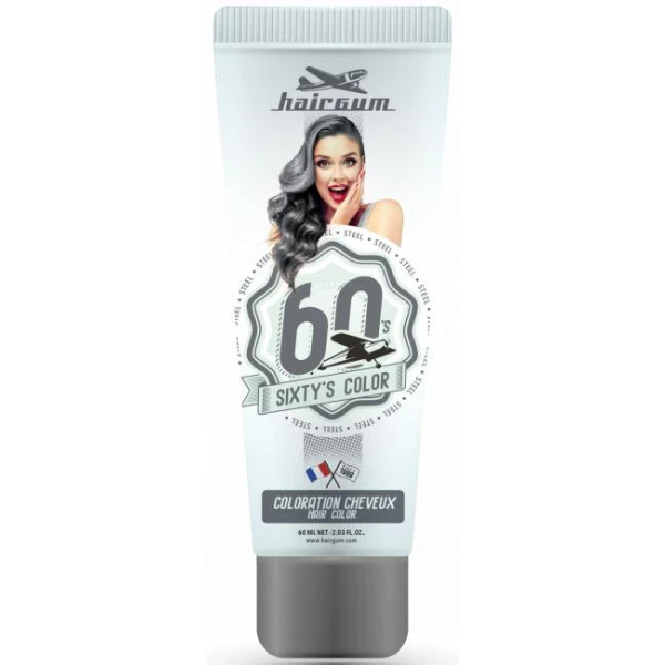 Crème Colorante Sixty's Color - Argenté HAIRGUM 60ML 1 Crème Colorante Sixty's Color - Argenté HAIRGUM 60ML