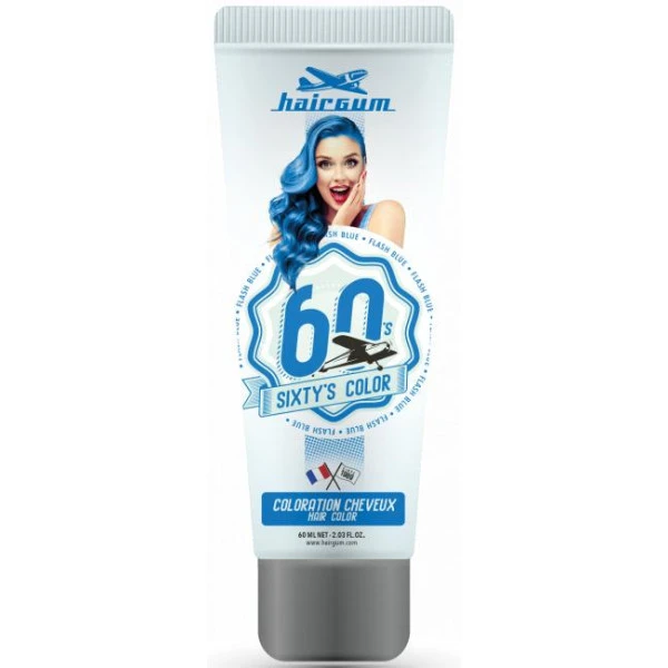 Crème Colorante Sixty's Color - Bleu Flashy HAIRGUM 60ML 1 Crème Colorante Sixty's Color - Bleu Flashy HAIRGUM 60ML