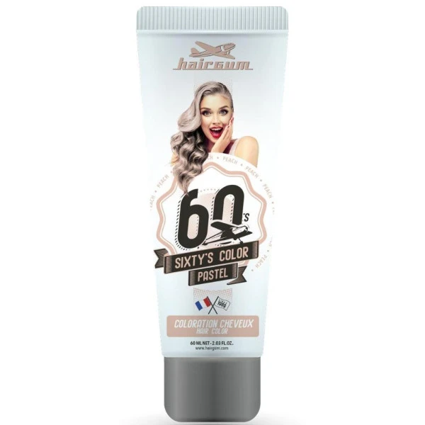Crème Colorante Sixty's Color - Pêche HAIRGUM 60ML 1 Crème Colorante Sixty's Color - Pêche HAIRGUM 60ML