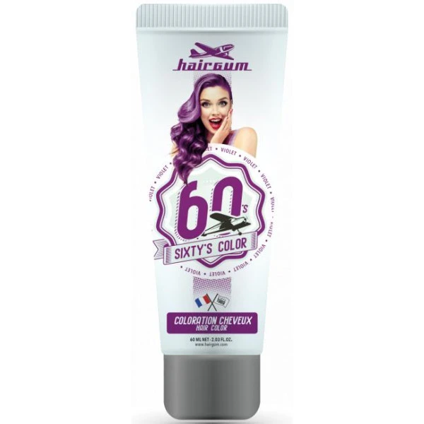 Crème Colorante Sixty's Color - Violet HAIRGUM 60ML 1 Crème Colorante Sixty's Color - Violet HAIRGUM 60ML
