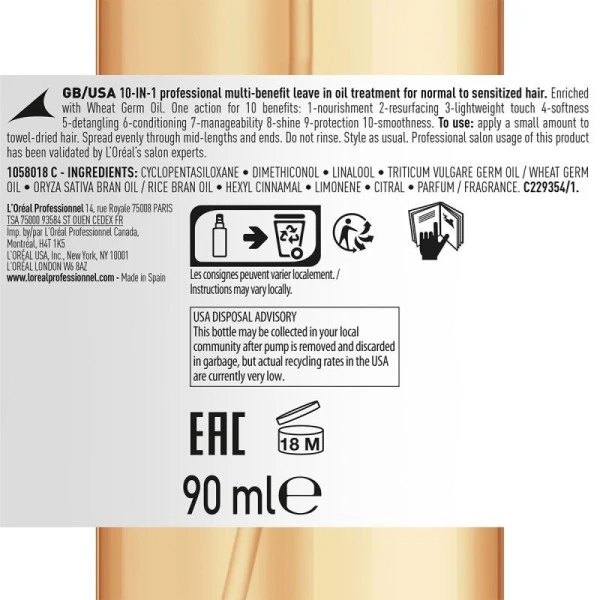 Huile 10-en-1 Absolut Repair L'Oréal Professionnel 90ML 9 Huile 10-en-1 Absolut Repair L'Oréal Professionnel 90ML – Image 9