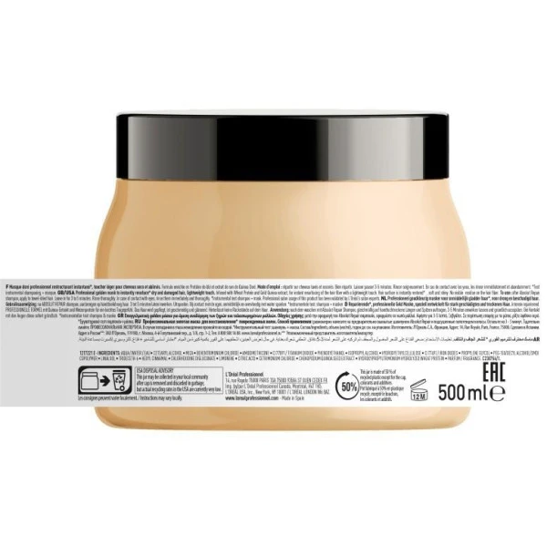 Masque Gold Absolut Repair L'Oréal Professionnel 500ML 7 Masque Gold Absolut Repair L'Oréal Professionnel 500ML – Image 7