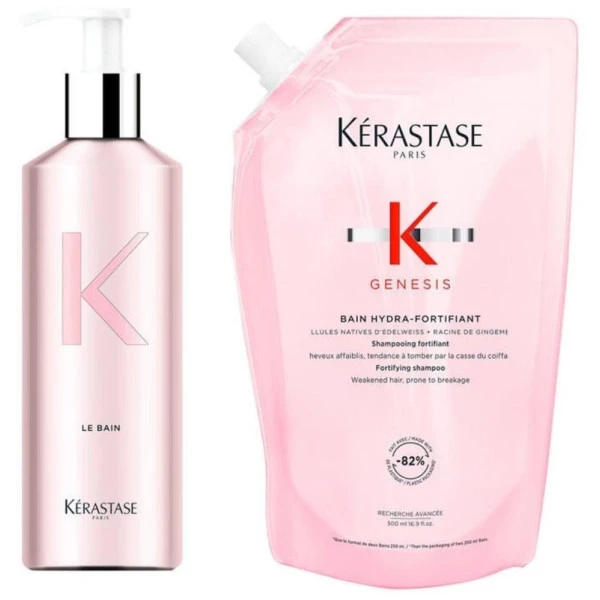 Pack Bouteille Et Recharge Bain Hydra-fortifiant Genesis Kérastase 500ML 1 Pack Bouteille Et Recharge Bain Hydra-fortifiant Genesis Kérastase 500ML