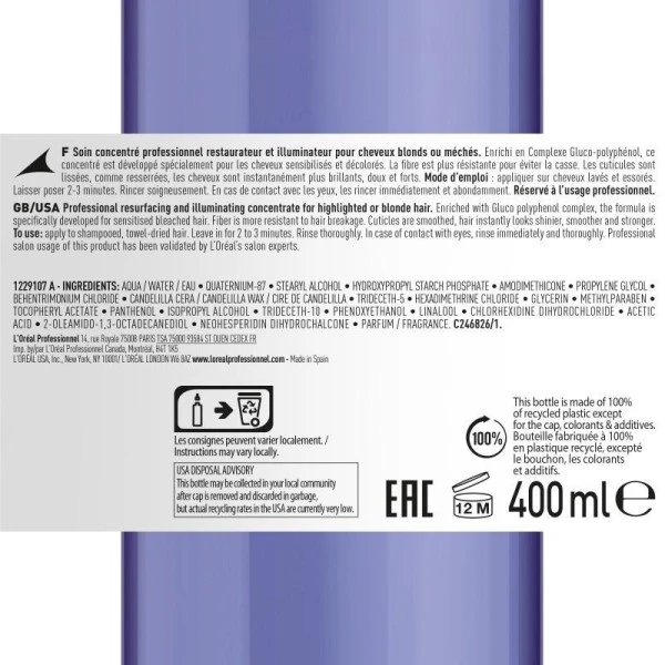 Soin Concentré Blondifier L'Oréal Professionnel 400ML 6 Soin Concentré Blondifier L'Oréal Professionnel 400ML – Image 6