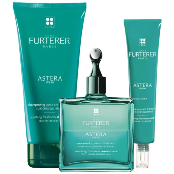 Trio Apaisant Shampooing + Concentré + Sérum Astera Fresh René Furterer 1 Trio Apaisant Shampooing + Concentré + Sérum Astera Fresh René Furterer