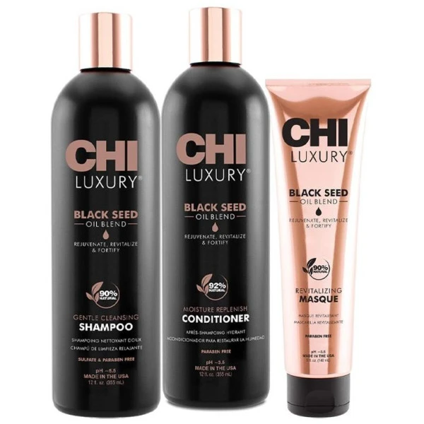 Trio Shampooing + Conditionneur + Masque Luxury Black Seed Oil CHI 1 Trio Shampooing + Conditionneur + Masque Luxury Black Seed Oil CHI