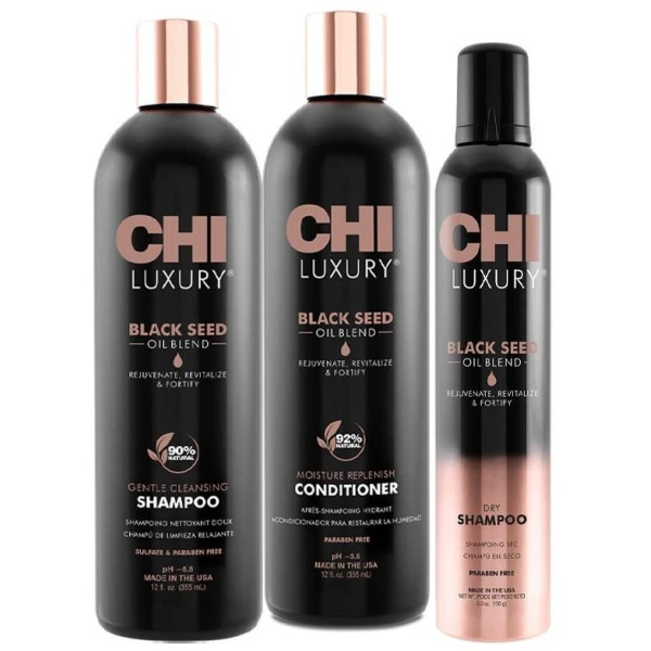 Trio Shampooing + Conditionneur + Shampooing Sec Luxury Black Seed Oil CHI 1 Trio Shampooing + Conditionneur + Shampooing Sec Luxury Black Seed Oil CHI